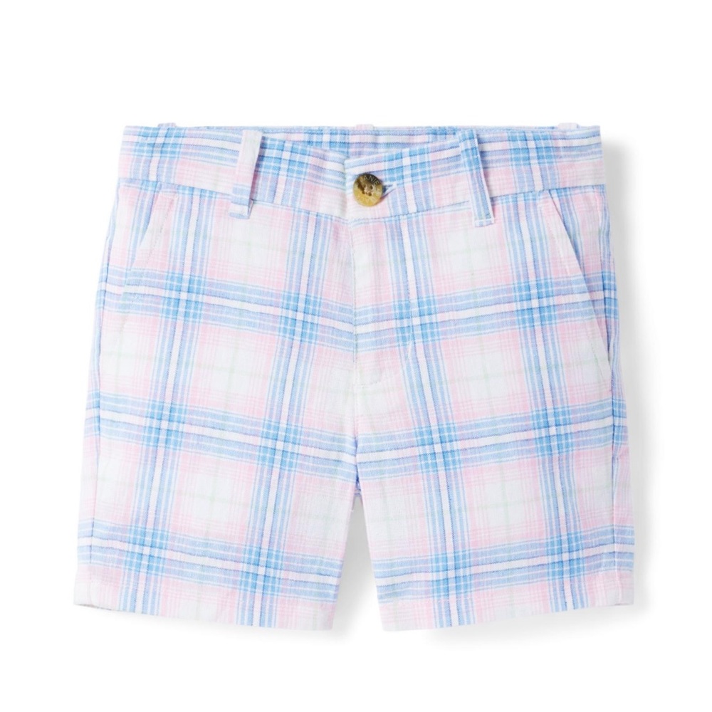 🍬JANIE AND JACK-Plaid Linen Cotton Short